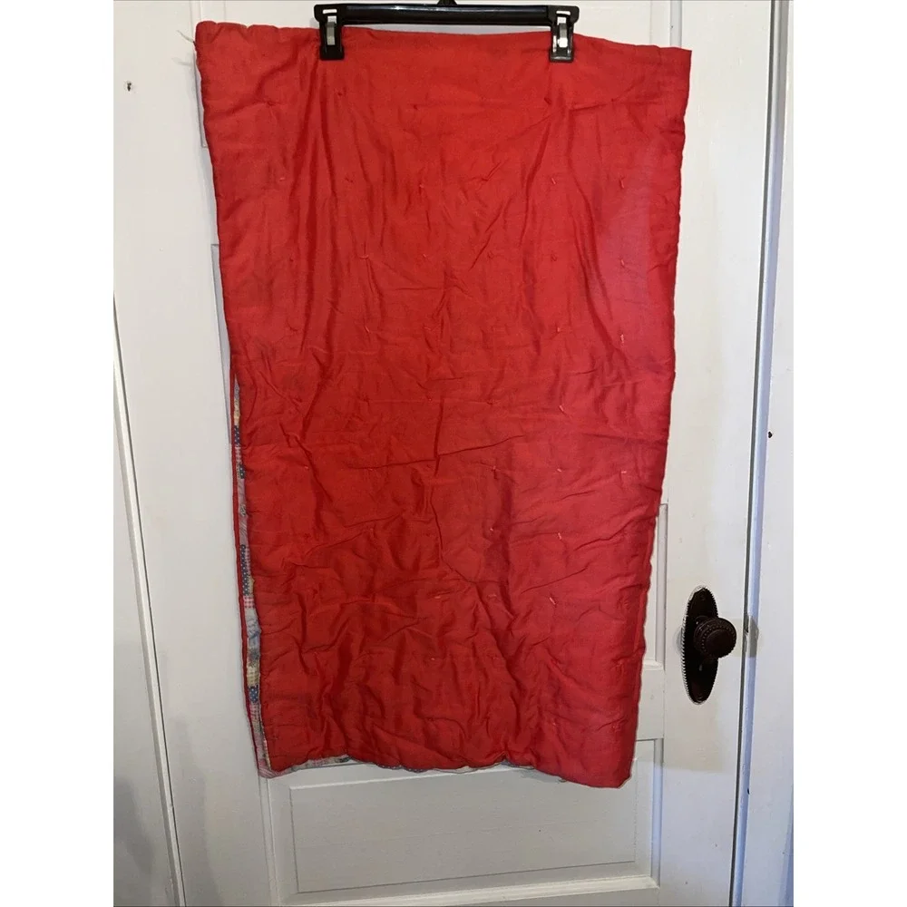 Vintage Handmade Child's Size Quilt Bedspread Red Holly‎ Hobby Styled Print